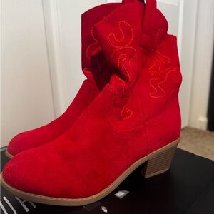 Red Western Ankle Boots